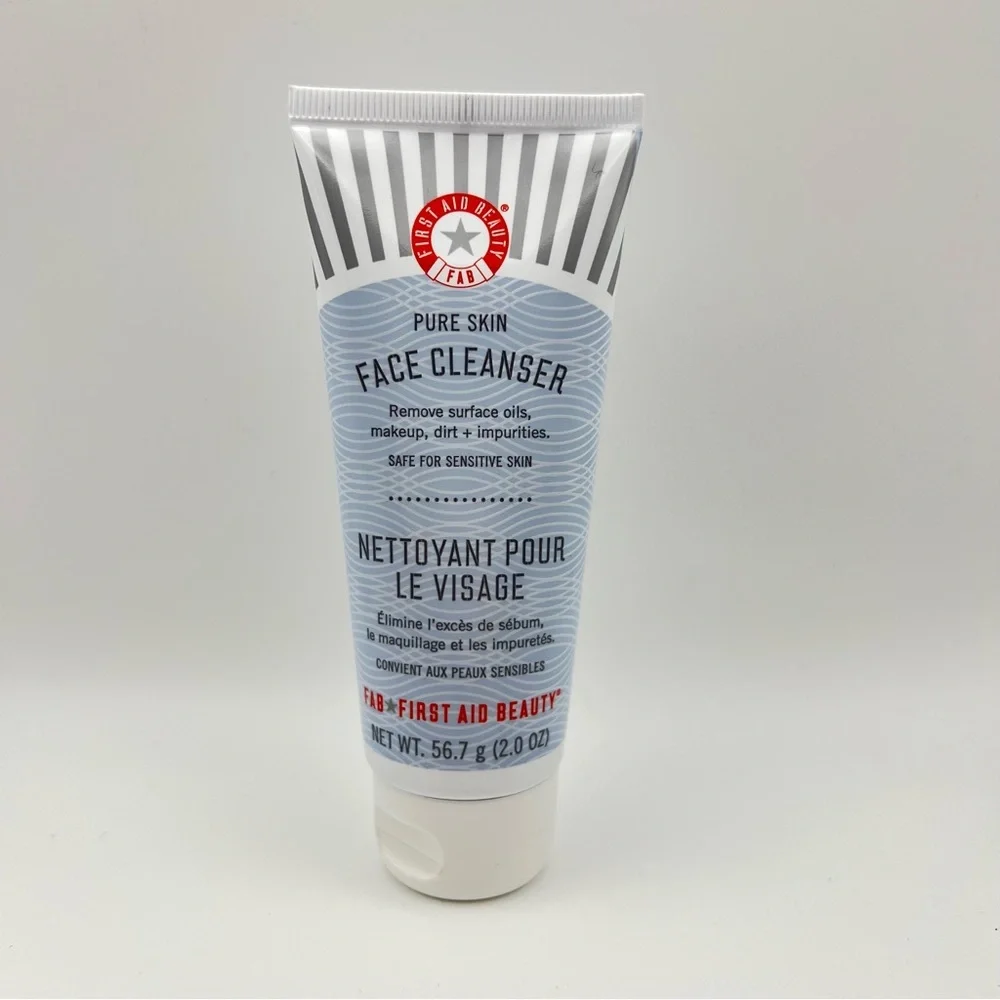 First Aid Beauty Pure Skin Face Cleanser - Light Blue and White Tube